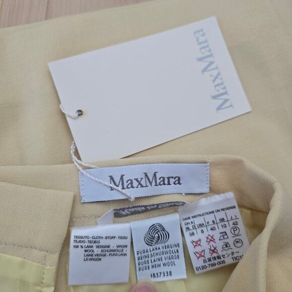 *NWT Max Mara 100% Wool Classic Mini Skirt Light Yellow Size S - Picture 4 of 6